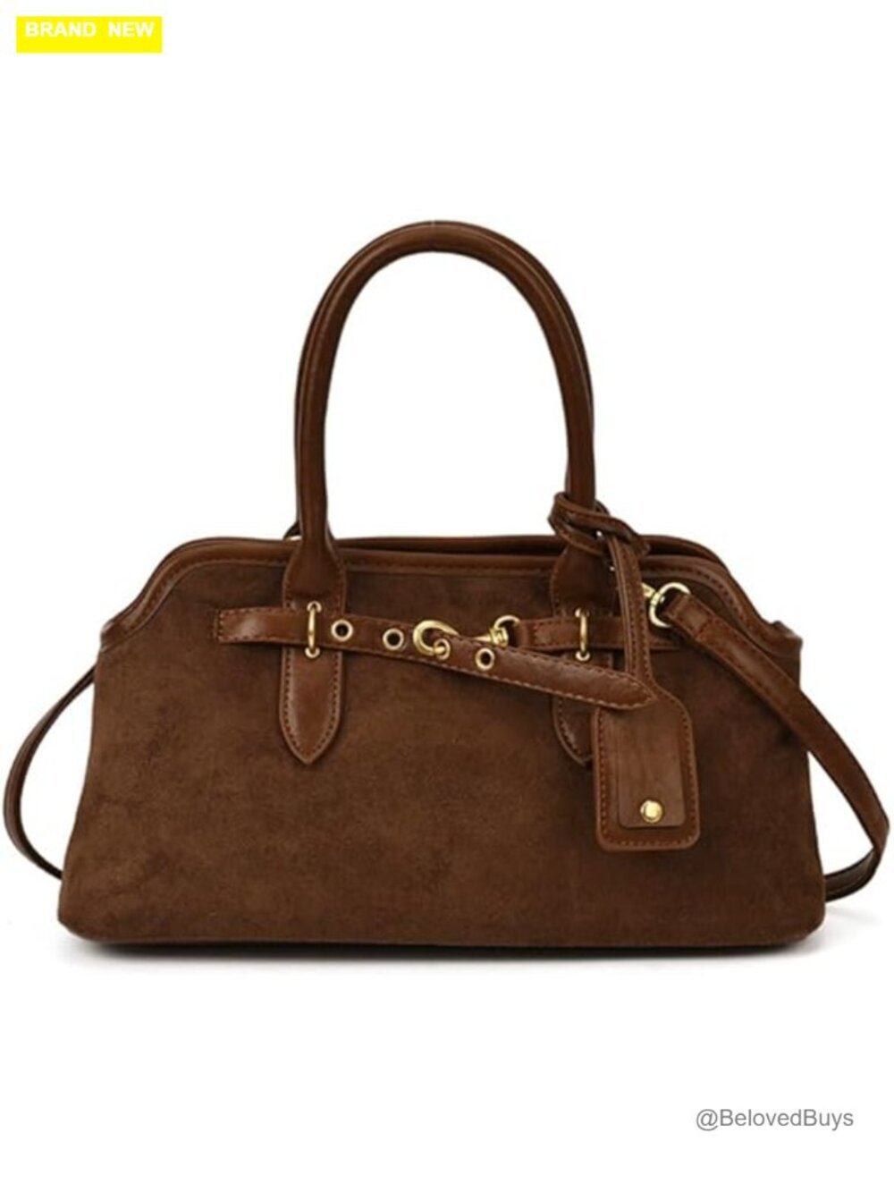 Faux Suede Slouchy Hobo Tote Bag with Crossbody Strap Large Capacity Vintage